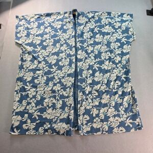 Known Supply Women Blue Floral Organic Cotton Slub Open Front Cardigan XS/S